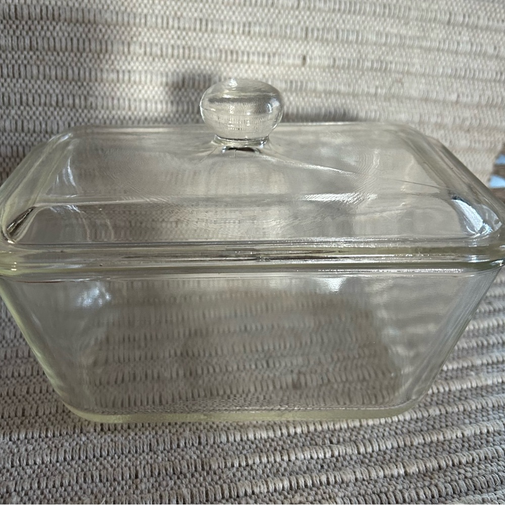Vintage glass refrigerator canister with lid